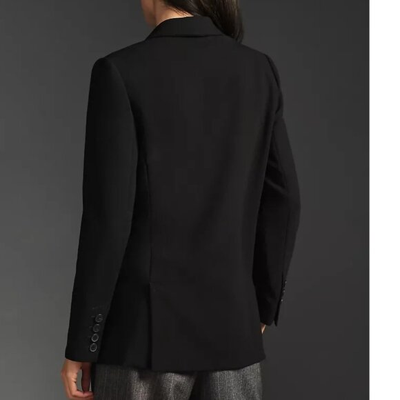 Anthropologie Maeve Double-Breasted Blazer 12 oversized black boxy - Picture 2 of 13